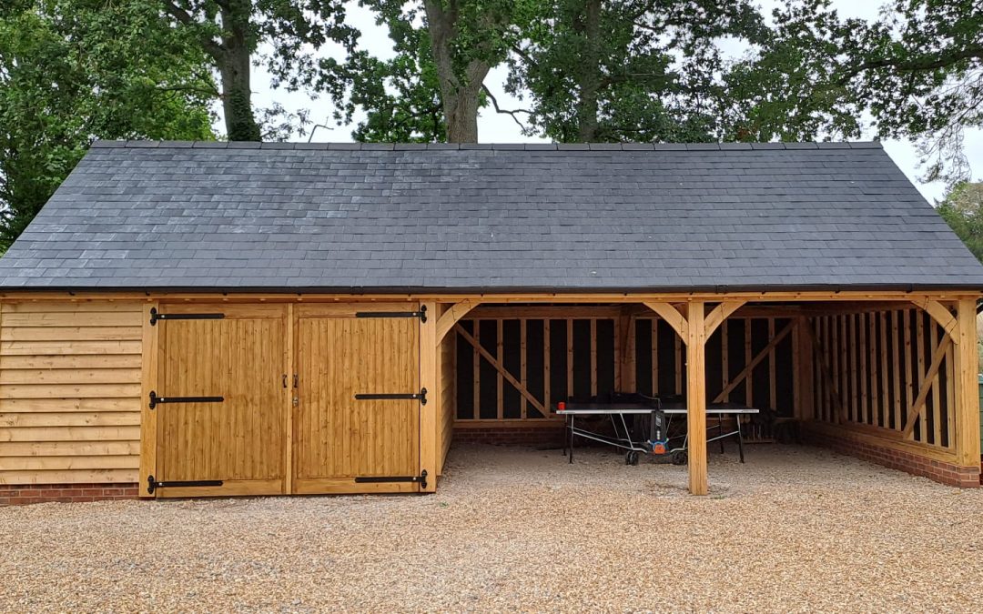 3.5 bay Oak Frame Garage and Carport