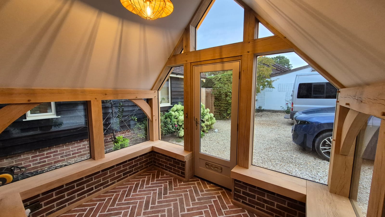 inside oak porch Spruce_Timber_Cladding